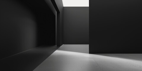 Fototapeta premium A minimalist design with a pure black background, Bold shapes and strong contrasts, Sleek and modern style