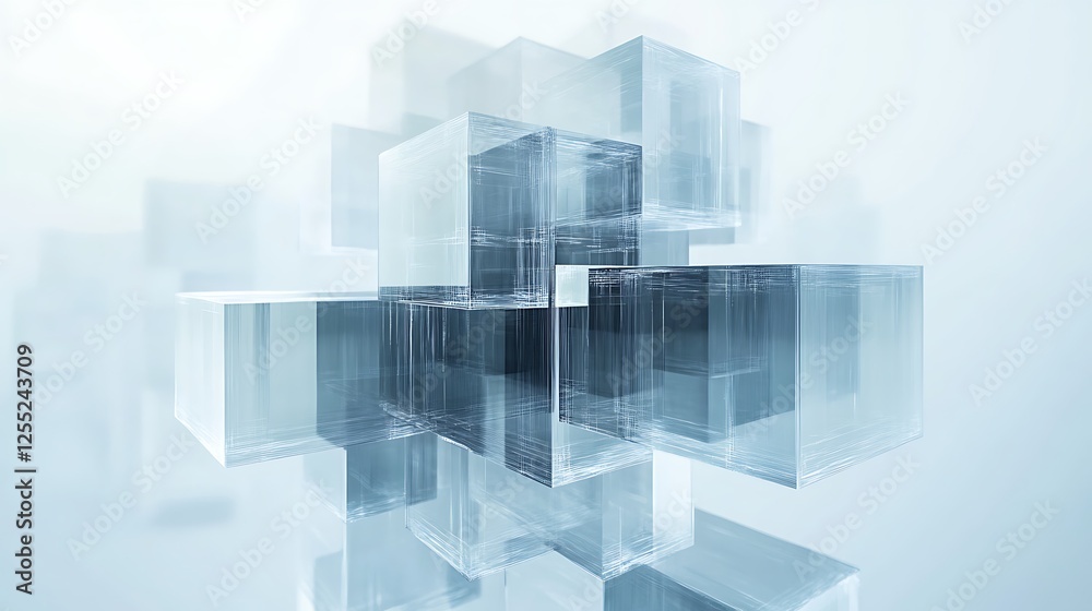 Aufkleber abstract geometric shapes, translucent cubes, modern design, possible use for background or wallpape