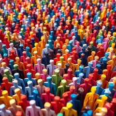 Fototapeta premium Close-up of the figures of colored men. Standing in a crowd