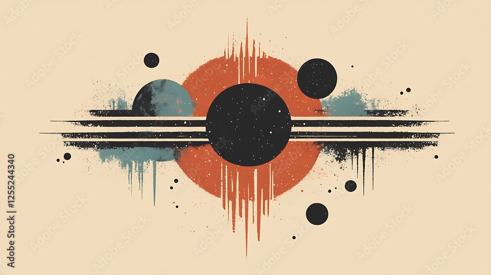 Poster abstract planets in space; graphic design