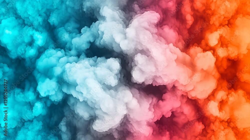 Aufkleber abstract colorful smoke clouds background texture vivid teal orange red hues design element