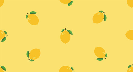 Seamless horizontal pattern with fresh lemon fruit. Vector lemon slices citrus repeat pattern for decoration and print. Citrus repetition pattern