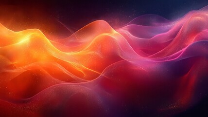 Fototapeta premium Vibrant abstract waves of orange and purple light, creating a dynamic and fluid visual experience, perfect for backgrounds or artistic projects.