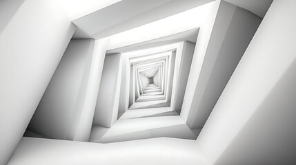 Obraz premium Abstract white tunnel perspective, interior design. Possible use for website background, architectural concept
