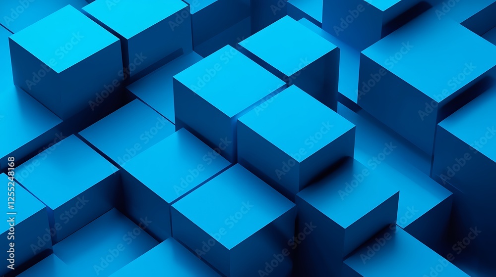 Aufkleber abstract blue cube pattern, 3d render, background texture, design element