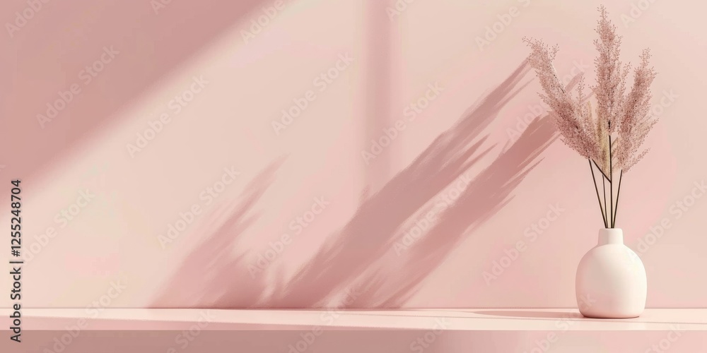 Poster a minimalist design with a soft blush pink background, subtle lines and smooth contrasts, contempora