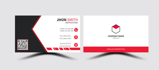 Creative modern red business card design name card corporate visiting card and simple clean template vector design
