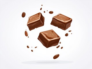 Chocolate vector illustration with fudge squares designs on a white background