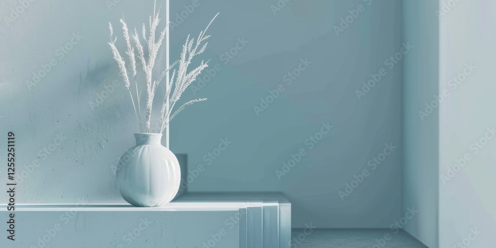 Poster A minimalist design with a soft cyan background, Clean lines and subtle textures, Modern minimalist style