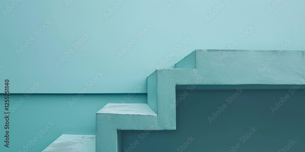Poster A minimalist design with a soft cyan background, Clean lines and subtle textures, Modern minimalist style