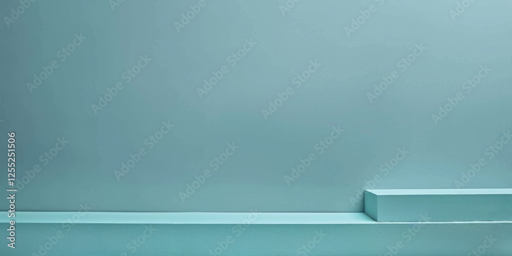Poster A minimalist design with a soft cyan background, Clean lines and subtle textures, Modern minimalist style