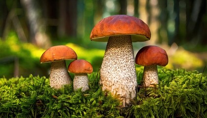 Aspen Mushrooms growing in a lush forest during daylight hours in early autumn