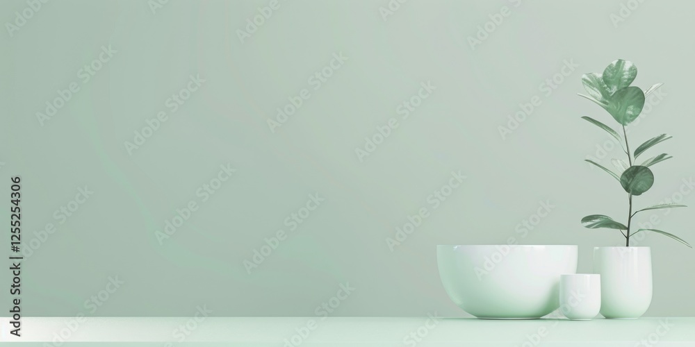 Poster A minimalist design with a soft mint green background, Clean lines and minimalistic elements, Modern minimalist style