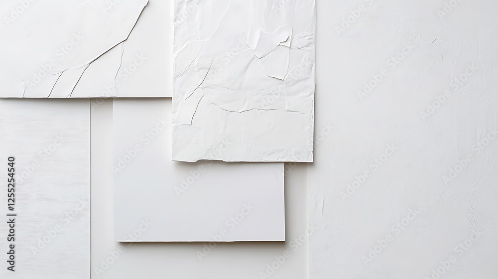 Poster abstract white textured shapes composition