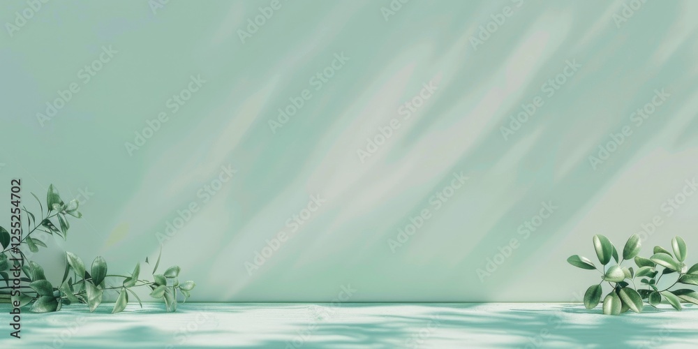Poster a minimalist design with a soft mint-green background, geometric patterns and subtle contrasts, mode