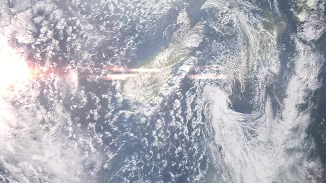 Zooming in on Dunedin, New Zealand frome space - Perfect for Travel Intros and Backgrounds. Realistic 3D Animation.