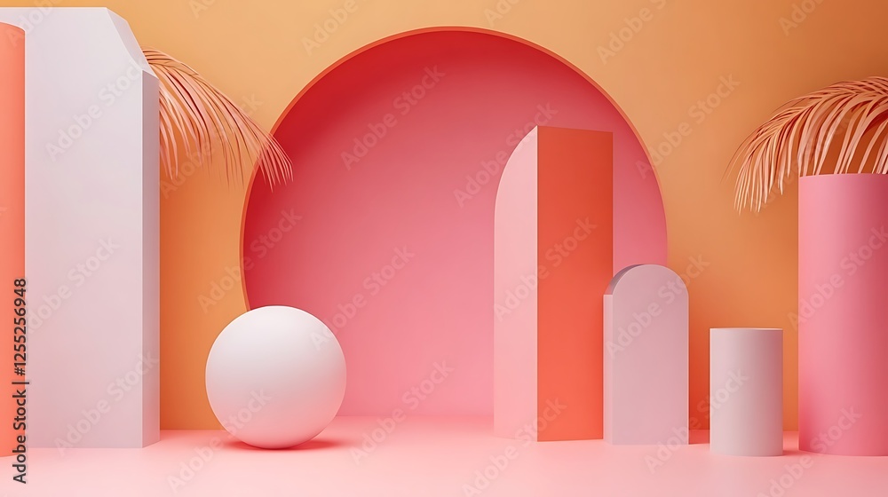 Aufkleber abstract 3d geometric shapes, pastel colors, presentation background. possible use for product displ