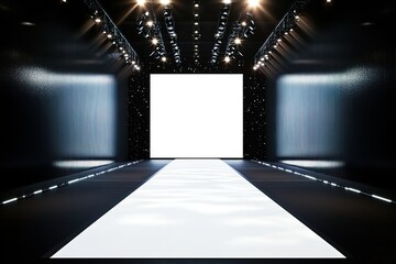 Empty Fashion Runway with Blank Screen, Ready for Design