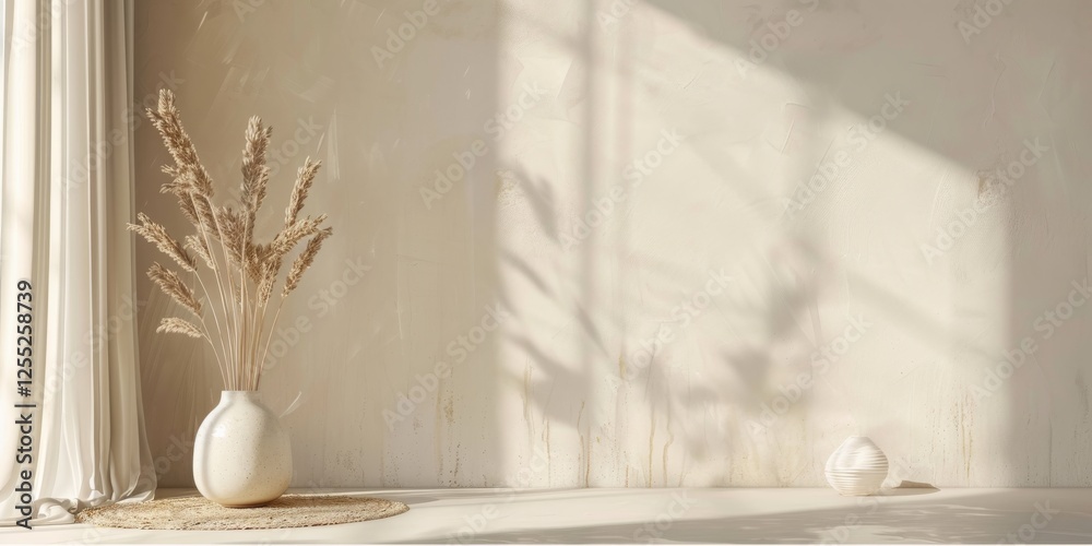 Poster A minimalist design with a soft taupe background, Simple textures and clean lines, Modern minimalist style
