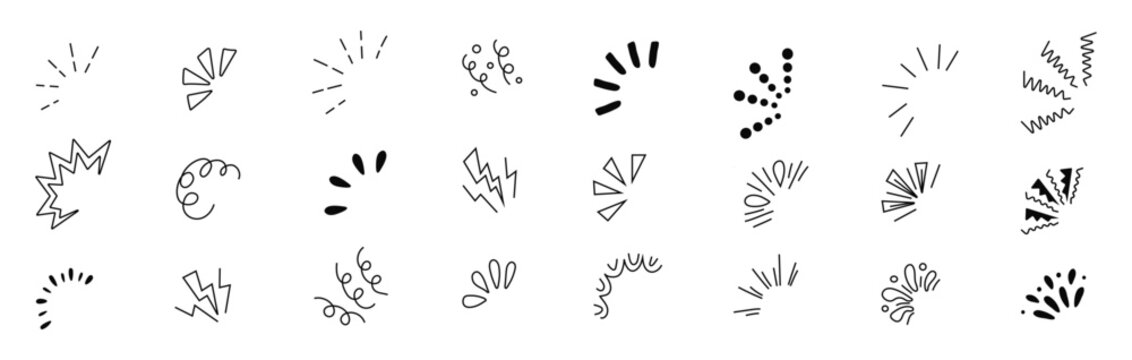 explosion, burst, and surprise ray icon in a hand-drawn continuous line style.