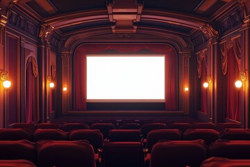 Fototapeta premium Empty Cinema Auditorium Awaits the Moviegoers