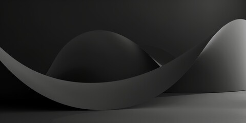 A minimalist graphic with a stark black background, Abstract shapes and negative space, Contemporary minimalist style