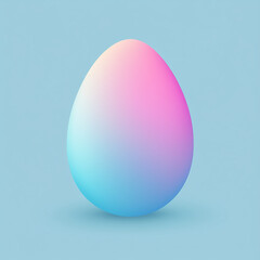 Iridescent Easter egg illustration with holographic rainbow effect against blue backdrop
