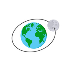 Moon Orbit, Space Vector Illustration, Isolated