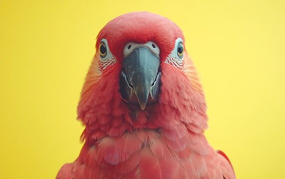 Close-up Red Parrot Facing Forward