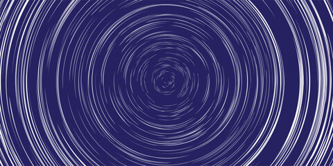 White concentric lines on blue bg as a manga spin vector illustration. Comic teleport or whirlpool epicenter. Optical dizzling swirl illusion