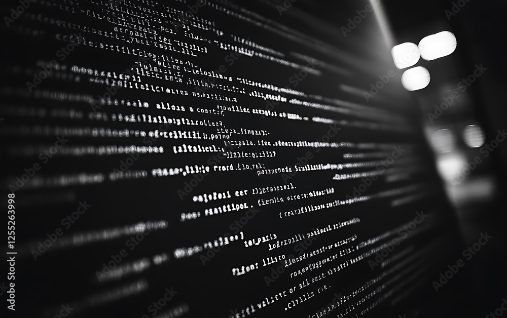 Aufkleber Close-up computer screen displaying programming code at night. Possible use Software development, technology concept