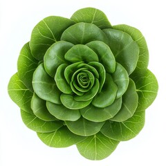 Obraz premium A fresh green lettuce head with crisp leaves, isolated on a white background, symbolizing healthy eating, organic produce, and vegetarian nutrition.