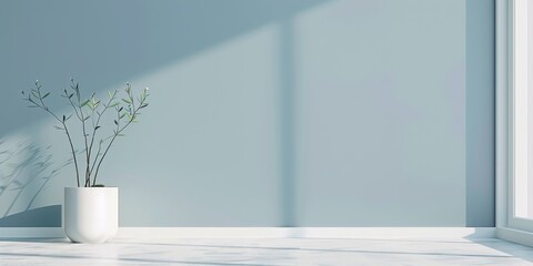 A minimalist layout with a pale blue background, Soft gradients and clean edges, Contemporary minimalist style