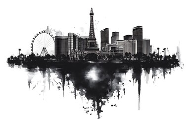 Obraz premium Ink Wash Las Vegas Skyline