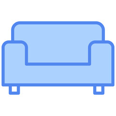 Sofa Outline Blue Color Icon