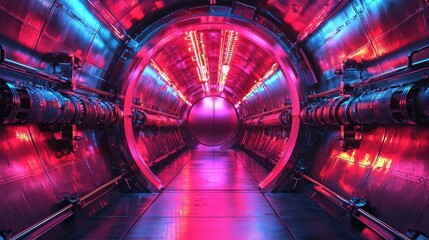 Obraz premium Vibrant Neon Futuristic Tunnel