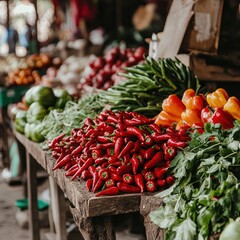 Vibrant market stall showcasing fresh produce