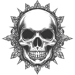 Fototapeta premium Ornate Skull Graphic Design for T-shirt or Tattoo