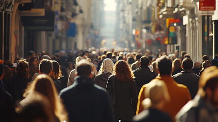 A city street filled with people from all walks of life, representing tolerance in urban env
