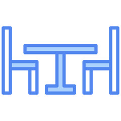 Dining Room Outline Blue Color Icon
