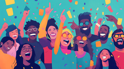 A diverse group of people laughing and celebrating acceptance and inclusivity (2)