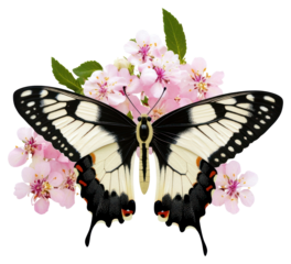 PNG Butterfly with pink flowers background blossoms chandelier.