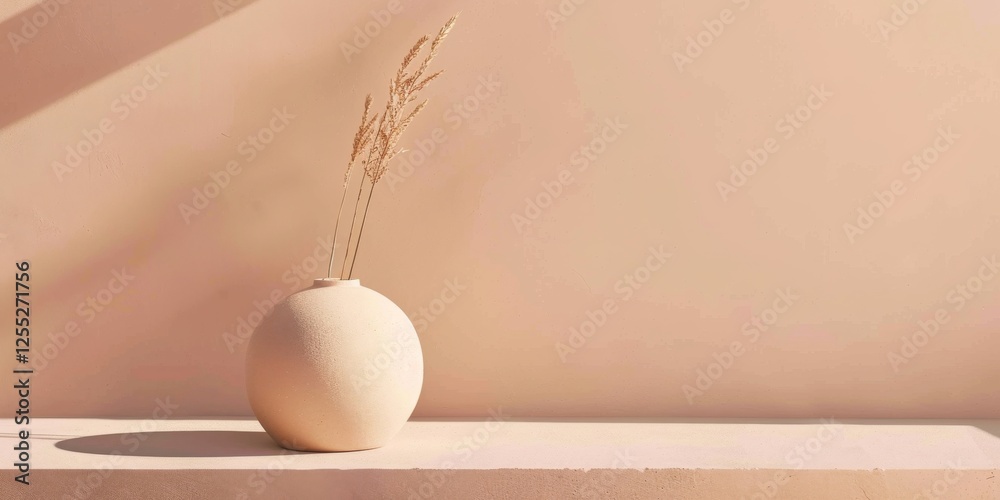 Poster a minimalistic aesthetic featuring a light apricot backdrop, clean shapes and soft gradients, contem