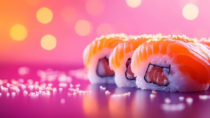 Creative sushi artwork featuring a seamless pattern of sushi elements, great for textiles, wallpapers, and branding projects, comic book style