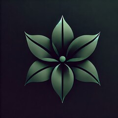 Fototapeta premium Deep Green Single-Petal Flower Artwork