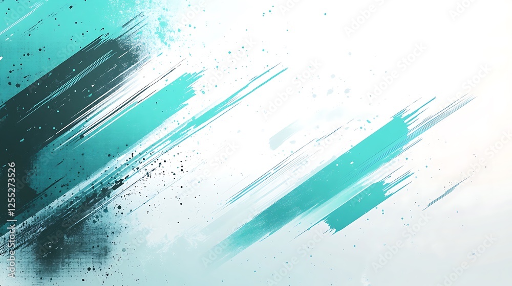 Poster Abstract teal and black paint splatter background. Possible use for digital art or design projects