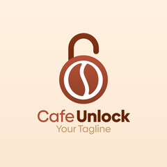 Cafe Unlock Logo Design Template. Good for Business, Agency, Community and Organization