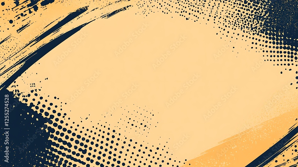 Poster abstract art background with textured paint strokes and halftone effects