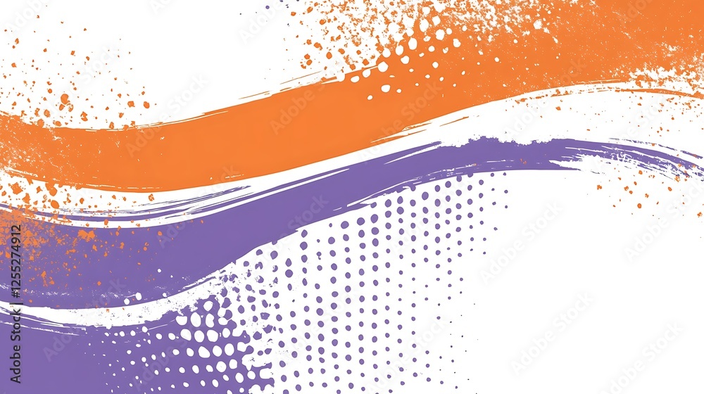 Poster Abstract wavy lines, orange and purple. Background pattern.  Use for website background