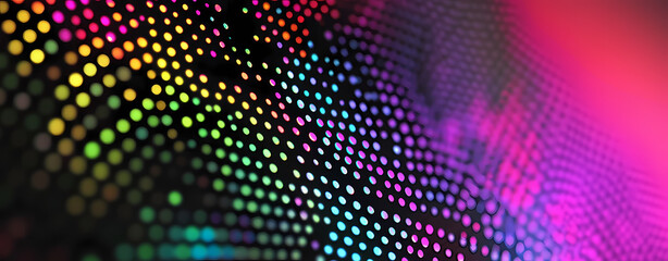 Obraz premium Abstract background with colorful dots and gradient colors. The concept of digital technology, music waves, party, dance club, or festive atmosphere